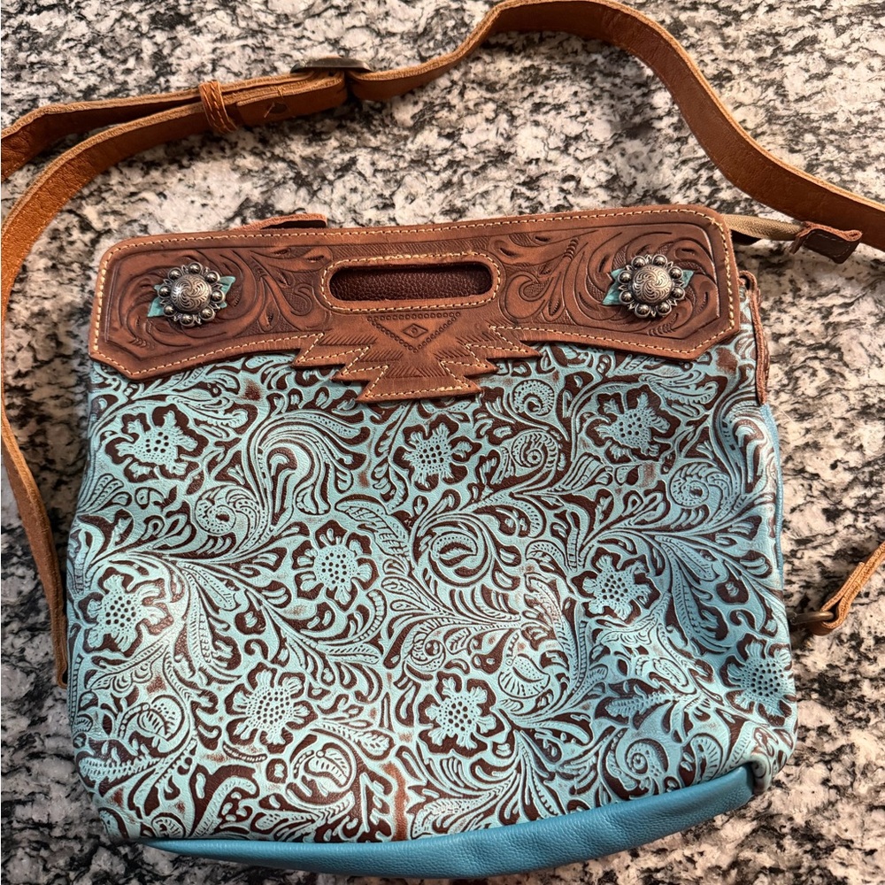 Turquoise Tooled Leather Myra Purse